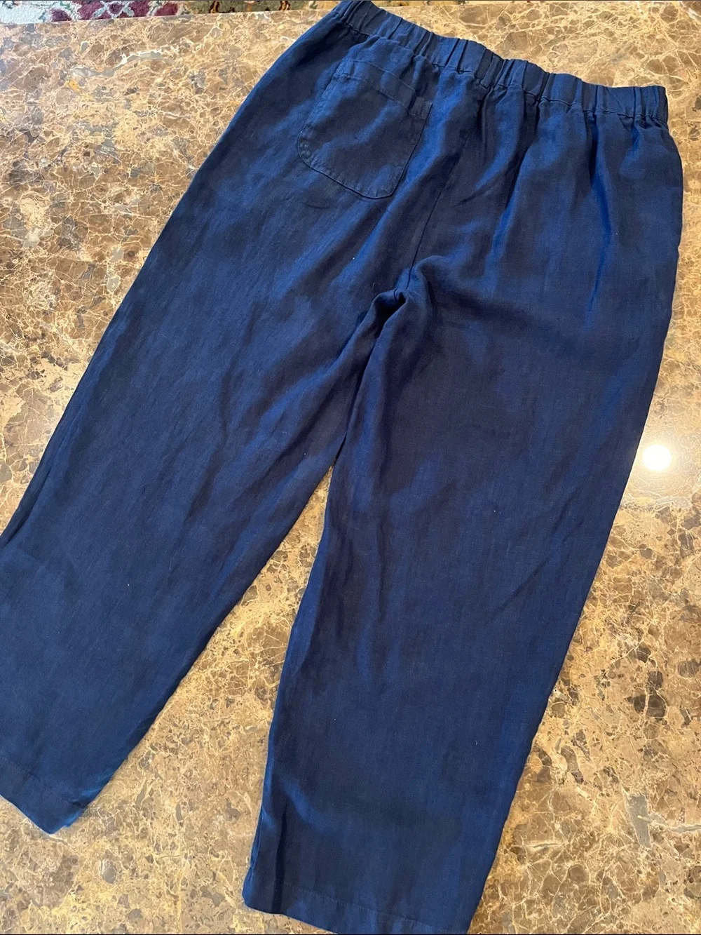 Quince 100% European Linen Pants with Pockets Relaxed Fit size M Deep Navy